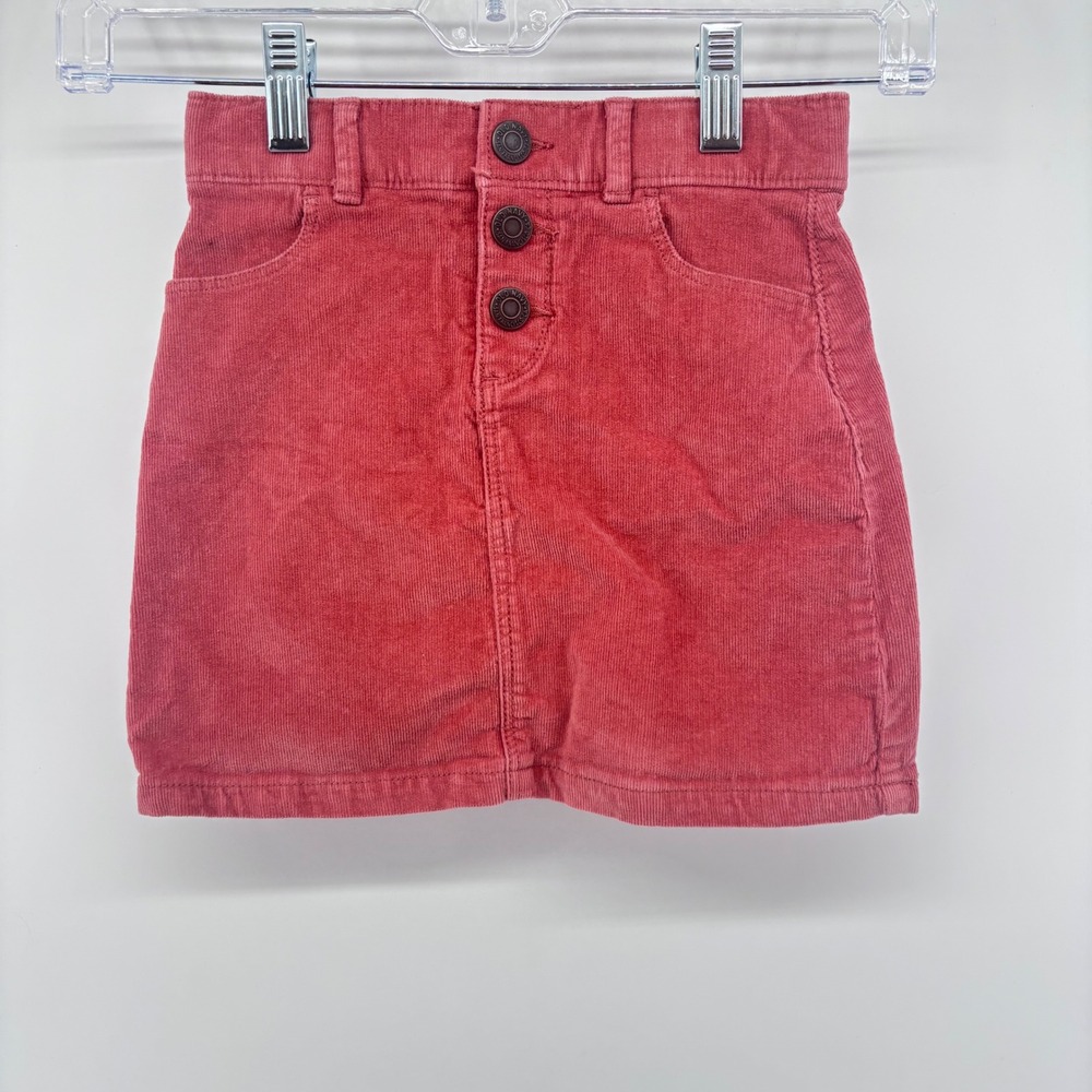 Girls‎ Old Navy Corduroy Skirt Button Front Pockets Adjustable Waist Red